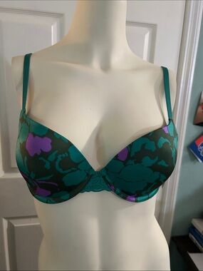 Auden Teal and Purple Floral Push-Up Bra
